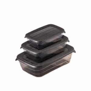 Rectangular food container set of 3 Black