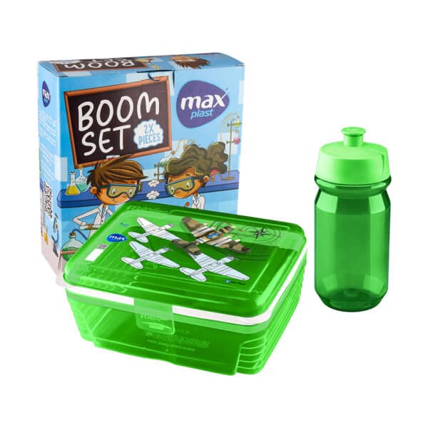 Set of Bottle + Lunch Box. Lunch box large size. Elegant colors and Very practical design. Bottle includes a push-pull spout for easy sipping and drinking. High quality Plastic materials BPA Free. Keeps Food& Water Fresh and  conserves the flavors.